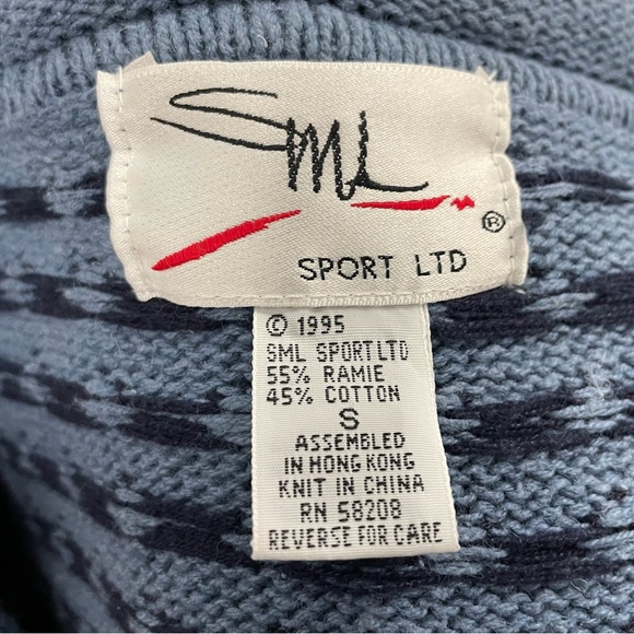 Vintage 1995 SML Sport Hand Knit Hearts ❤️ Button Up Cardigan Sweater size Small - Picture 10 of 10